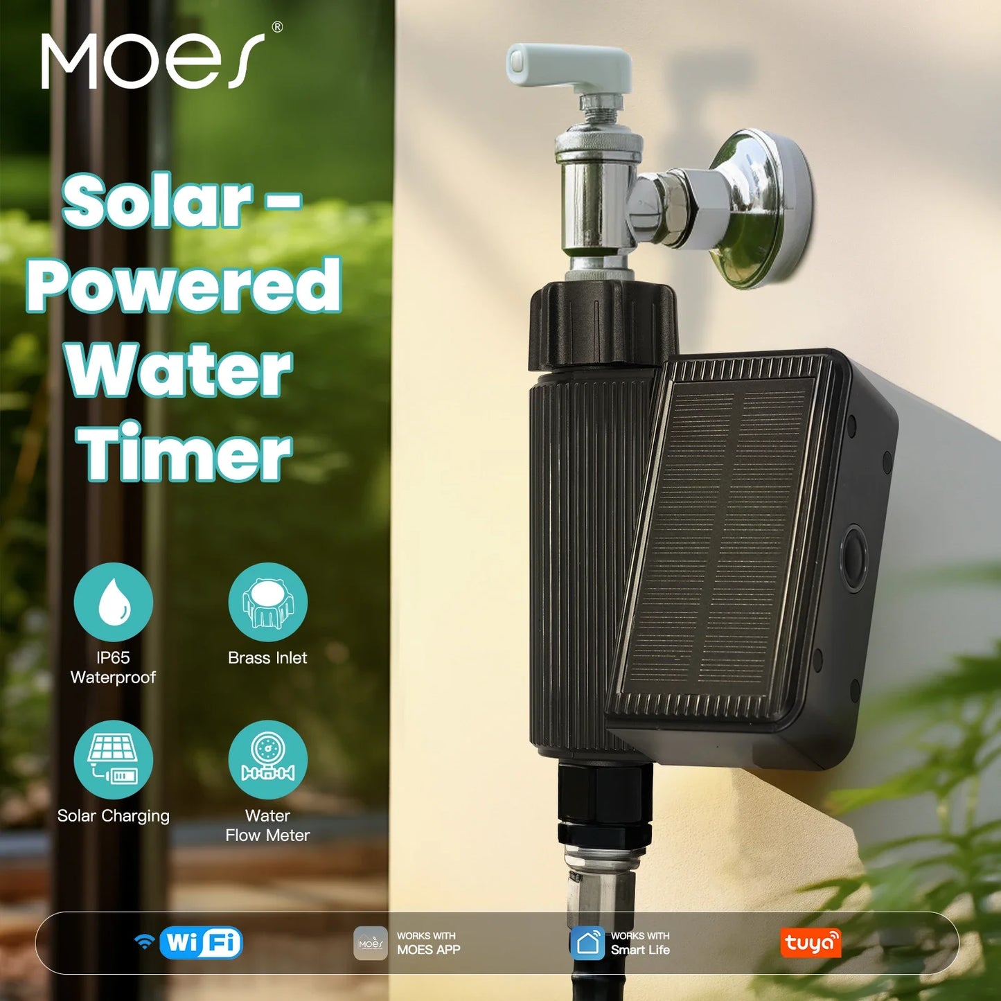 MOES Tuya US WiFi Solar Powered Water Timer Meter