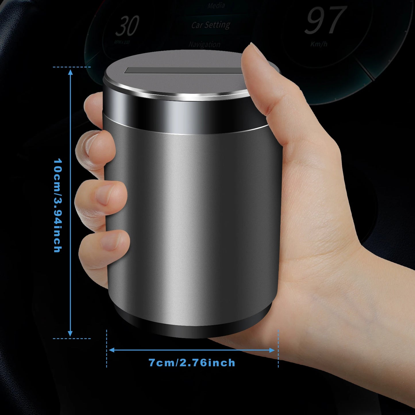 Smart Car Ashtray Intelligent Induction Automatic Opening and Closing Portable Car Cigarette Ashtray Cup with Blue LED Light