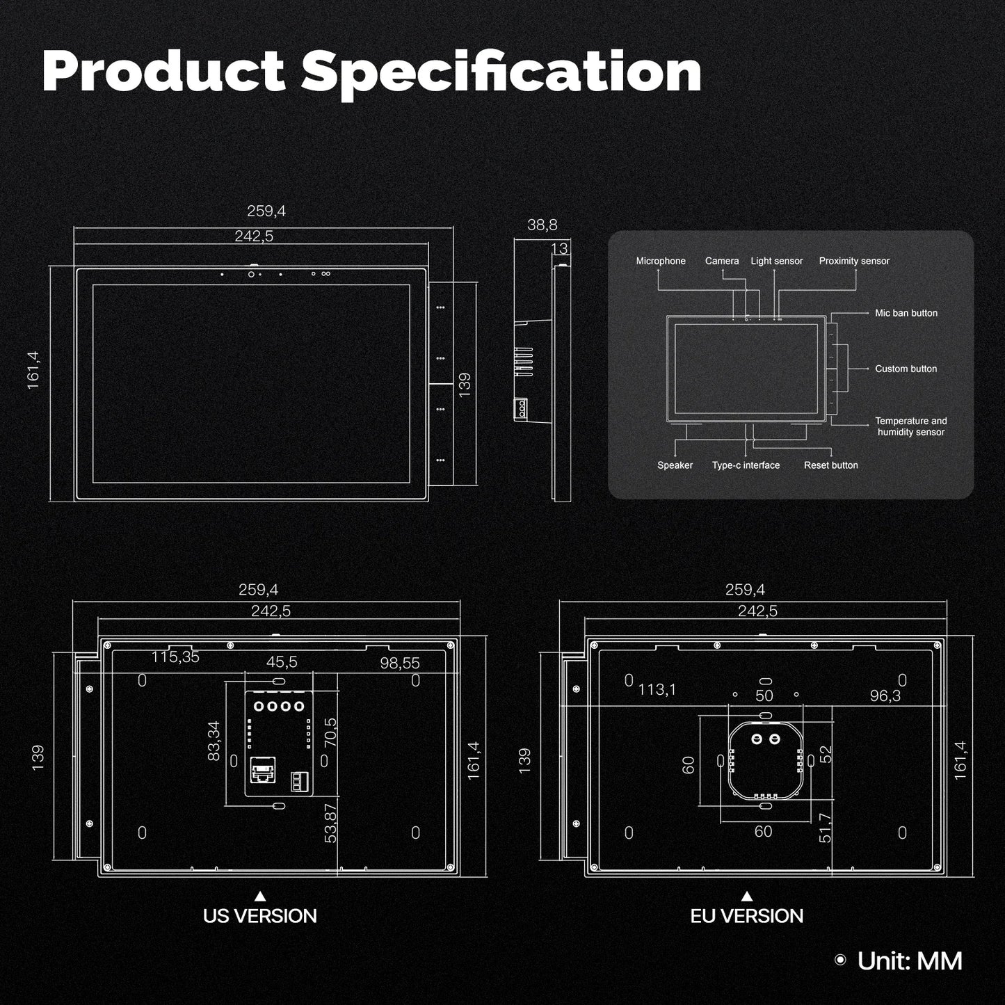 MOES Tuya Smart Home Control Panel Max 10.1inch Touch Screen