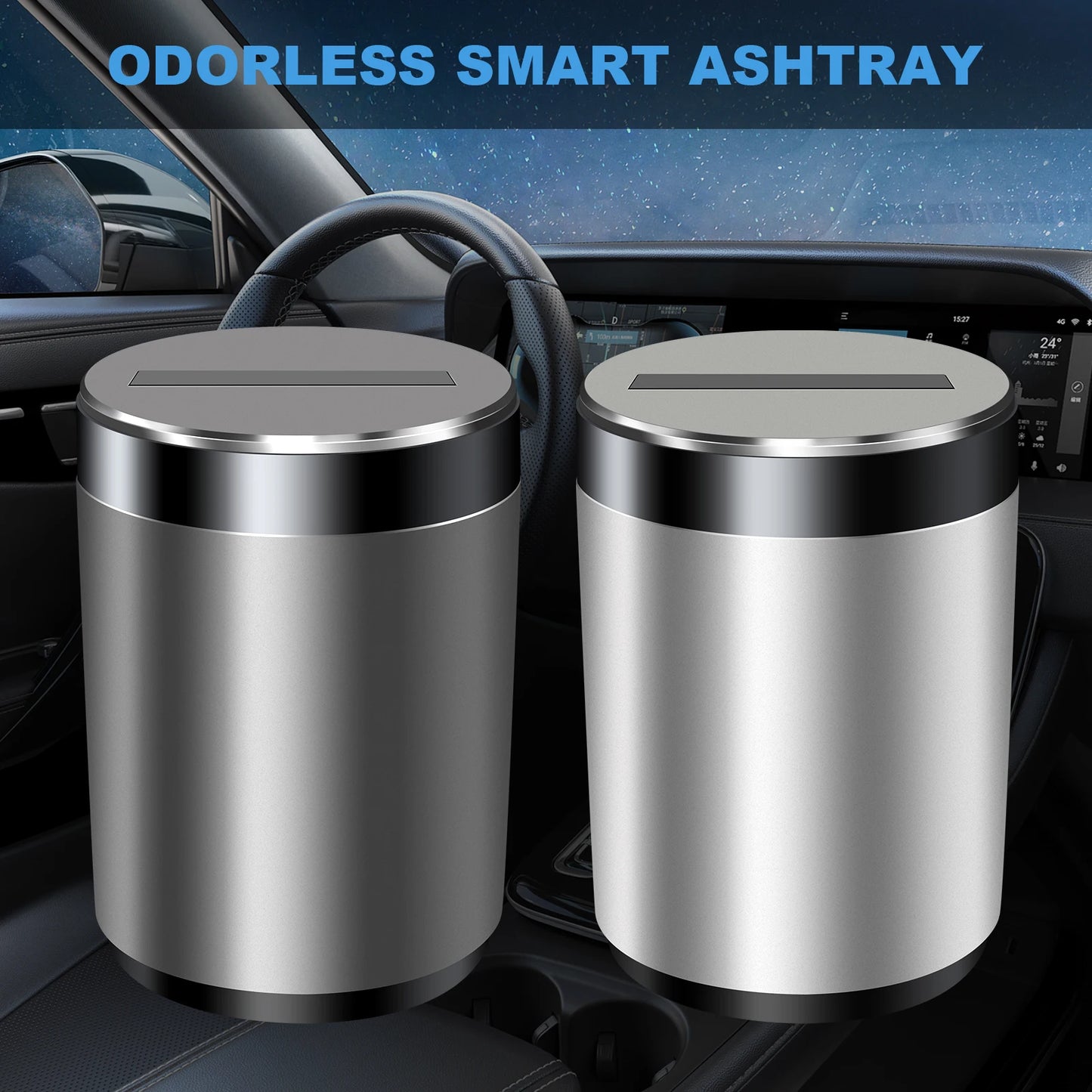 Smart Car Ashtray Intelligent Induction Automatic Opening and Closing Portable Car Cigarette Ashtray Cup with Blue LED Light