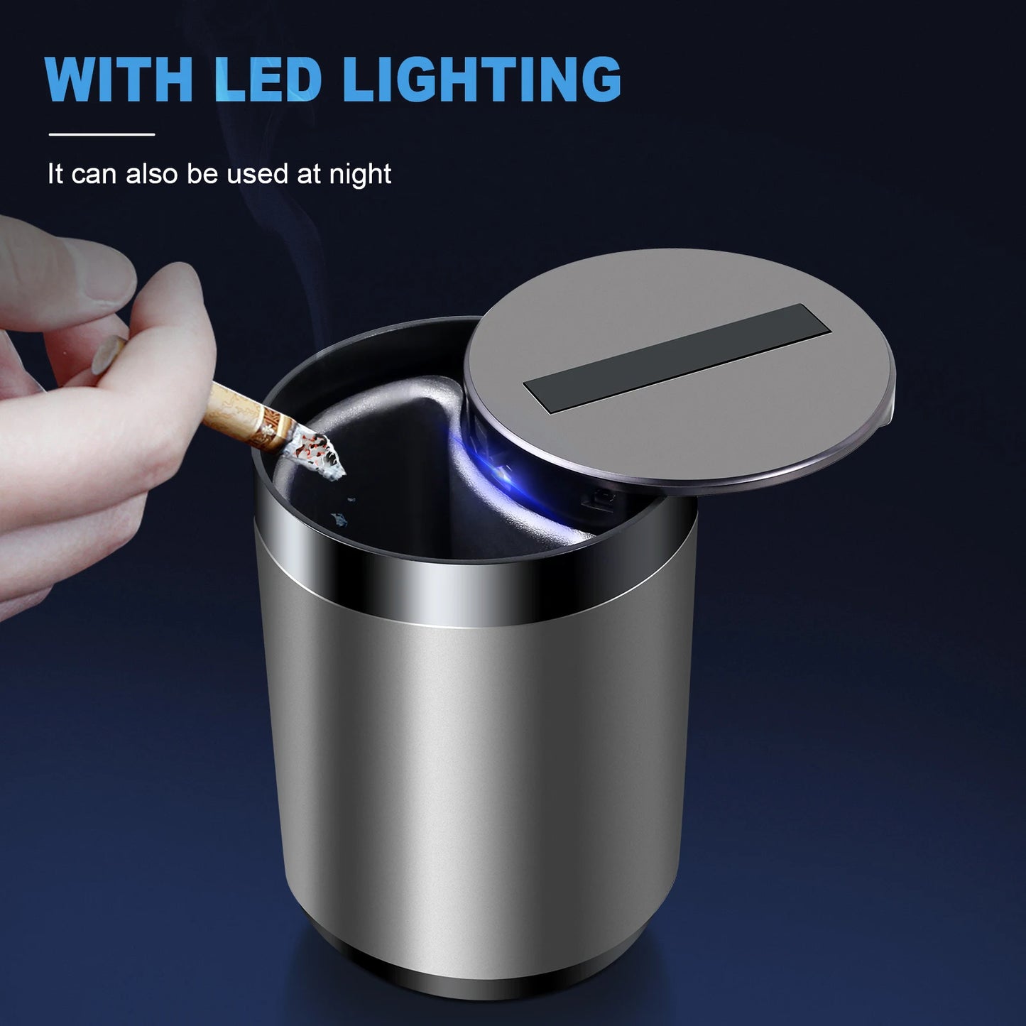 Smart Car Ashtray Intelligent Induction Automatic Opening and Closing Portable Car Cigarette Ashtray Cup with Blue LED Light